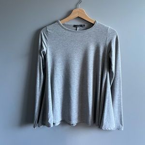 Boohoo Grey Peplum Long Sleeve Too Sz 4